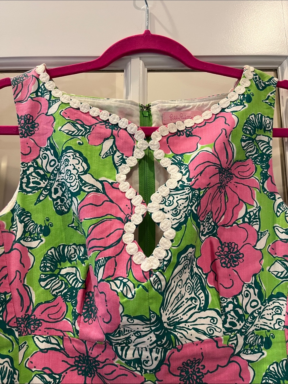Lilly Pulitzer Green & Pink Floral Butterfly Mini Dress! Summer parties! - Picture 3 of 5